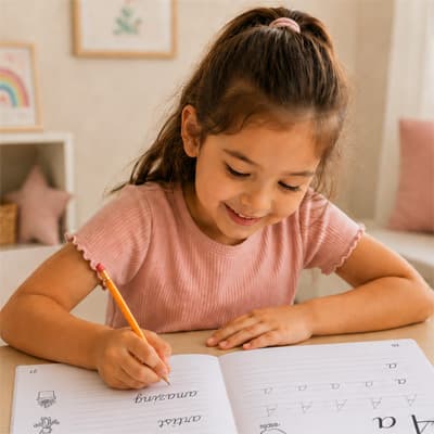 Child practicing handwriting